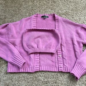 Blue Blush, Knitted Sweater and Bandaeu 2-piece set, Size US L